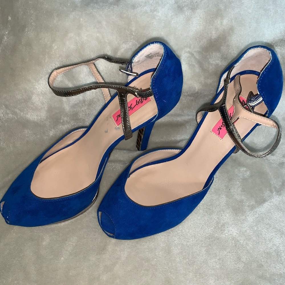 Blue suede “betsey johnson” heels